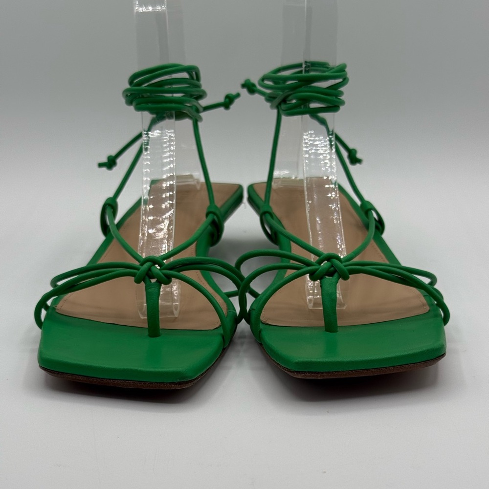 Veronica Beard Jungle Green Foley Heel Tie Sandals Size 6M - Picture 5 of 16